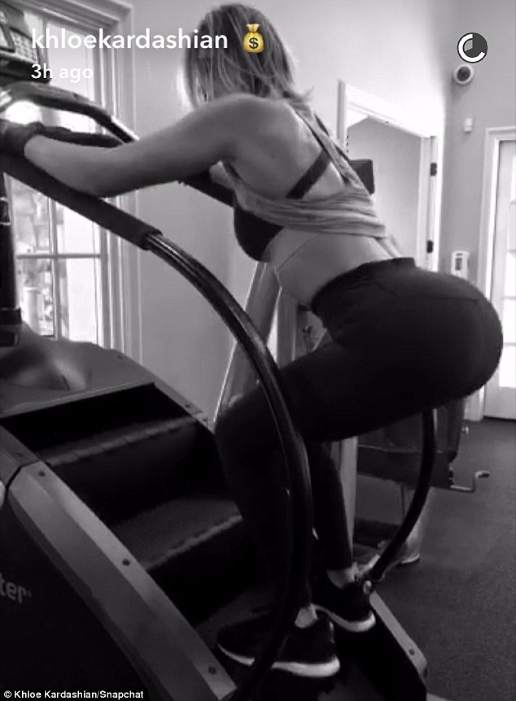 khloe kardashian on the stairmaster