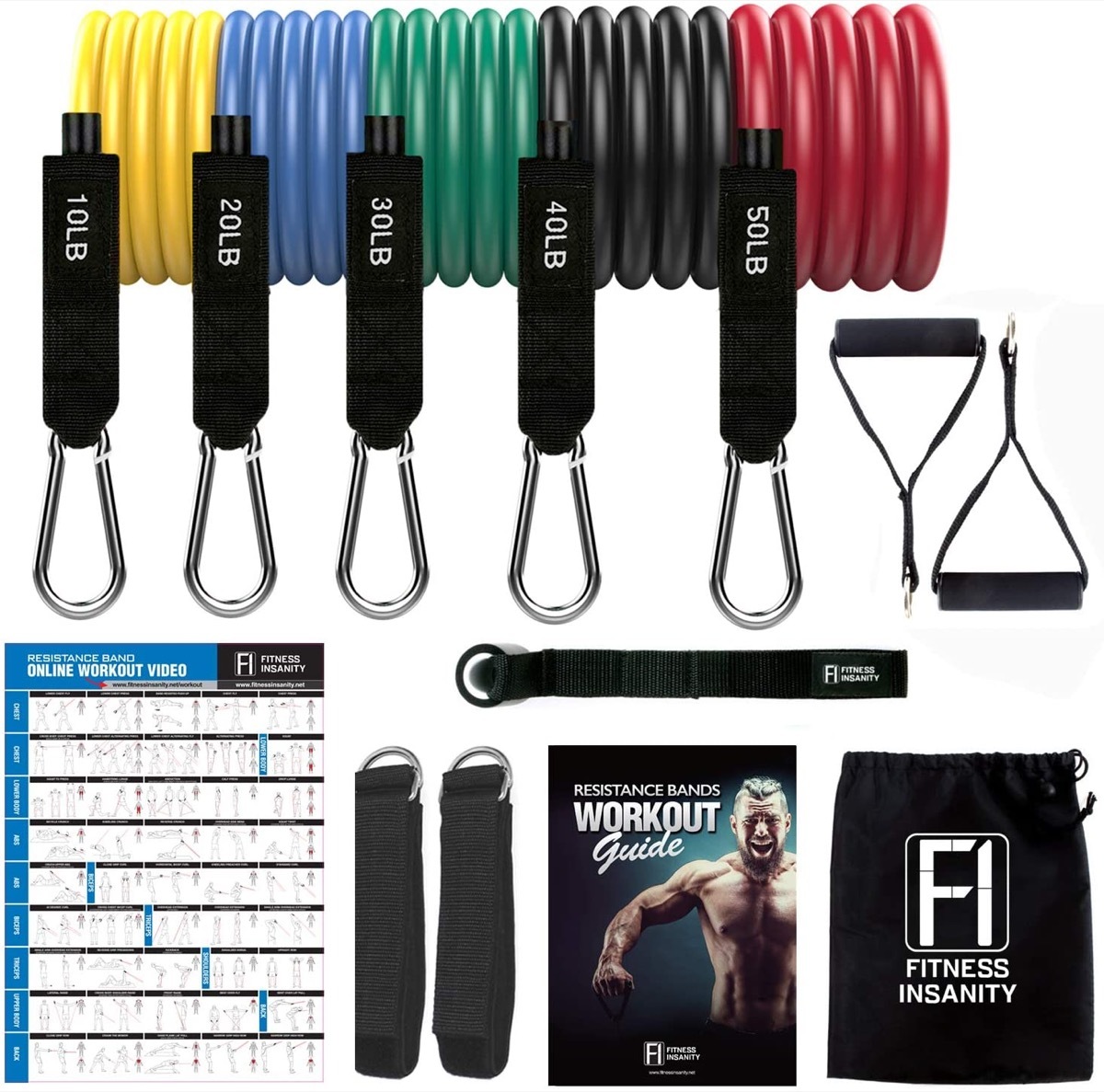 multicolored set of resistance bands