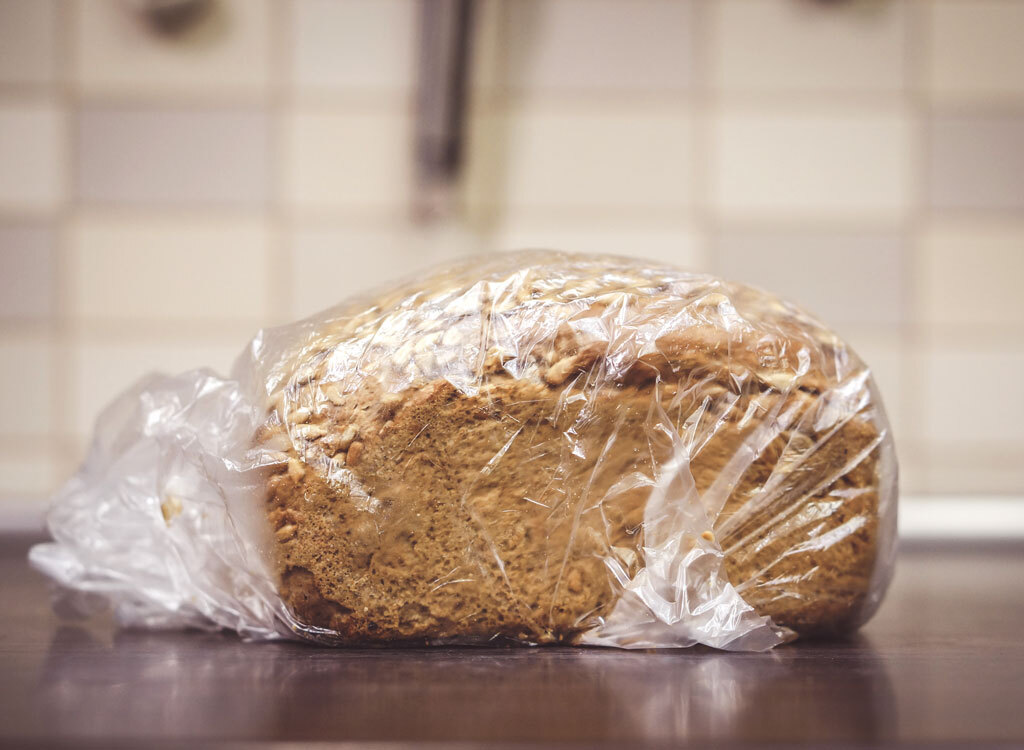 Loaf of bread on kitchen counter in plastic bag - endometriosis diet