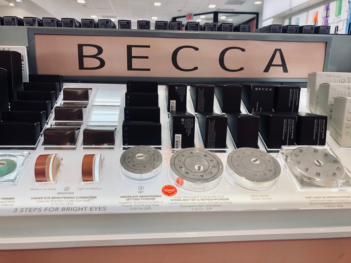 becca cosmetics makeup display