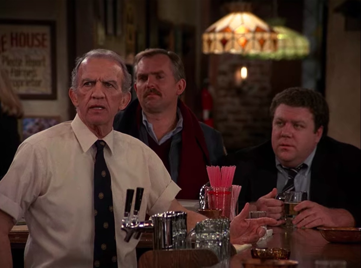 Nicholas Colasanto, John Ratzenberger, and George Wendt in Cheers