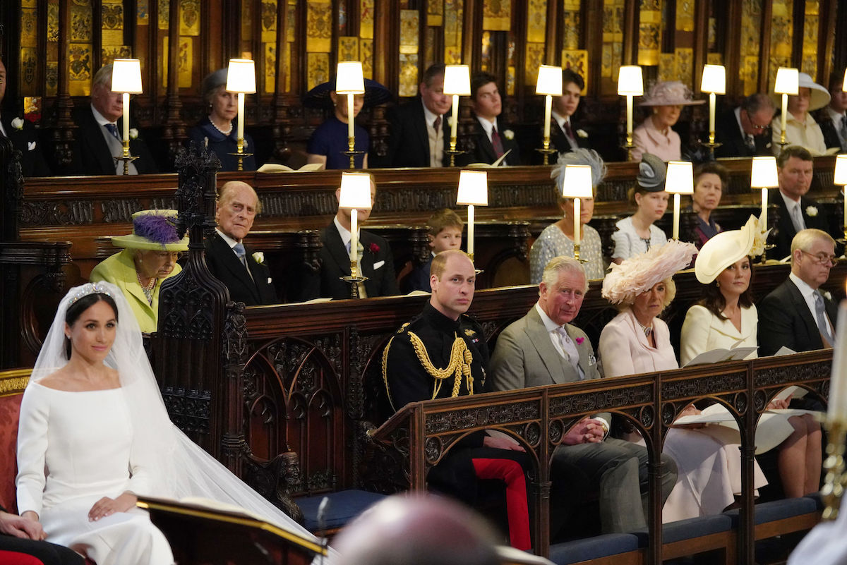 Meghan Markle and royal family members including Prince Philip at her 2018 wedding