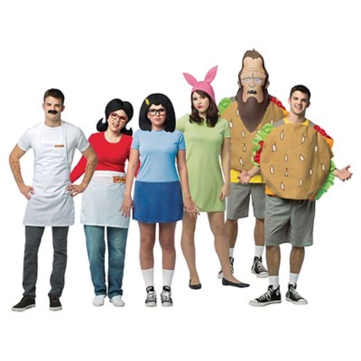 group dressed up as bob's burgers characters, family halloween costumes