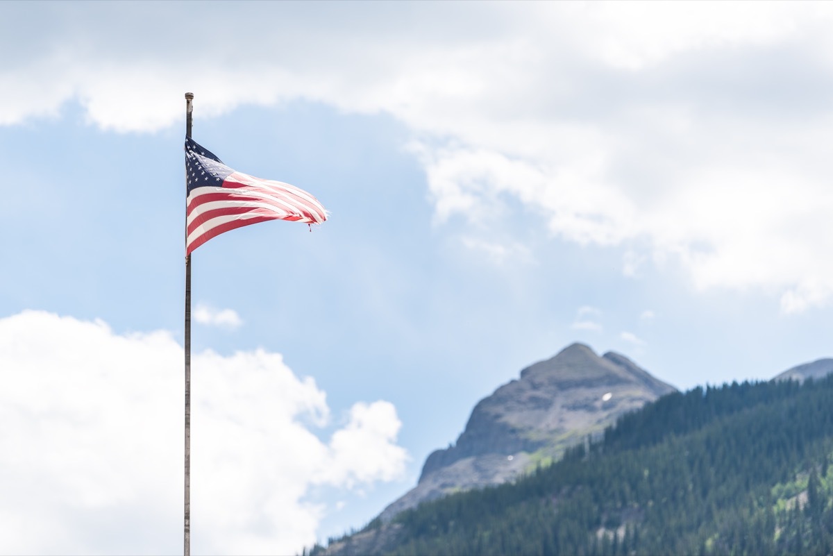 American flag in the wind