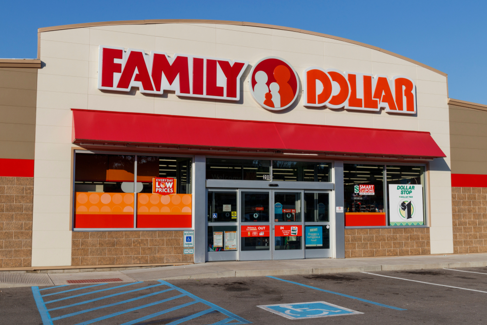 The storefront of a Family Dollar location