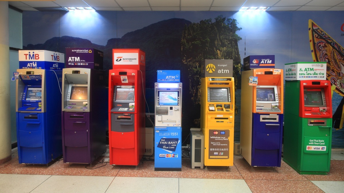 Row of ATMs at an Airport