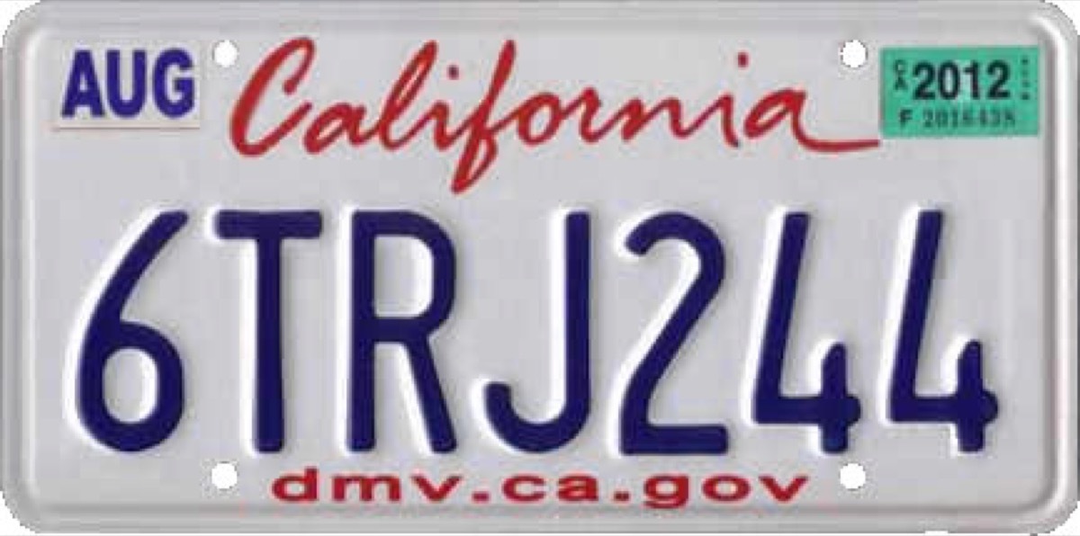 california license plate