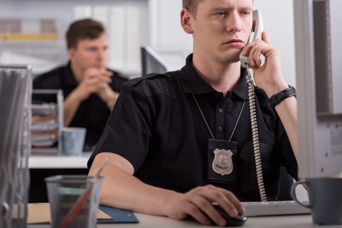 policeman working at police station