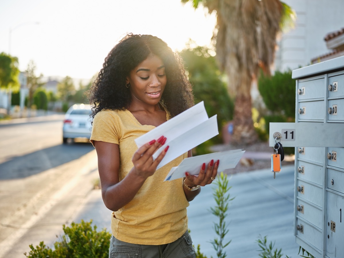 Woman checking the mail