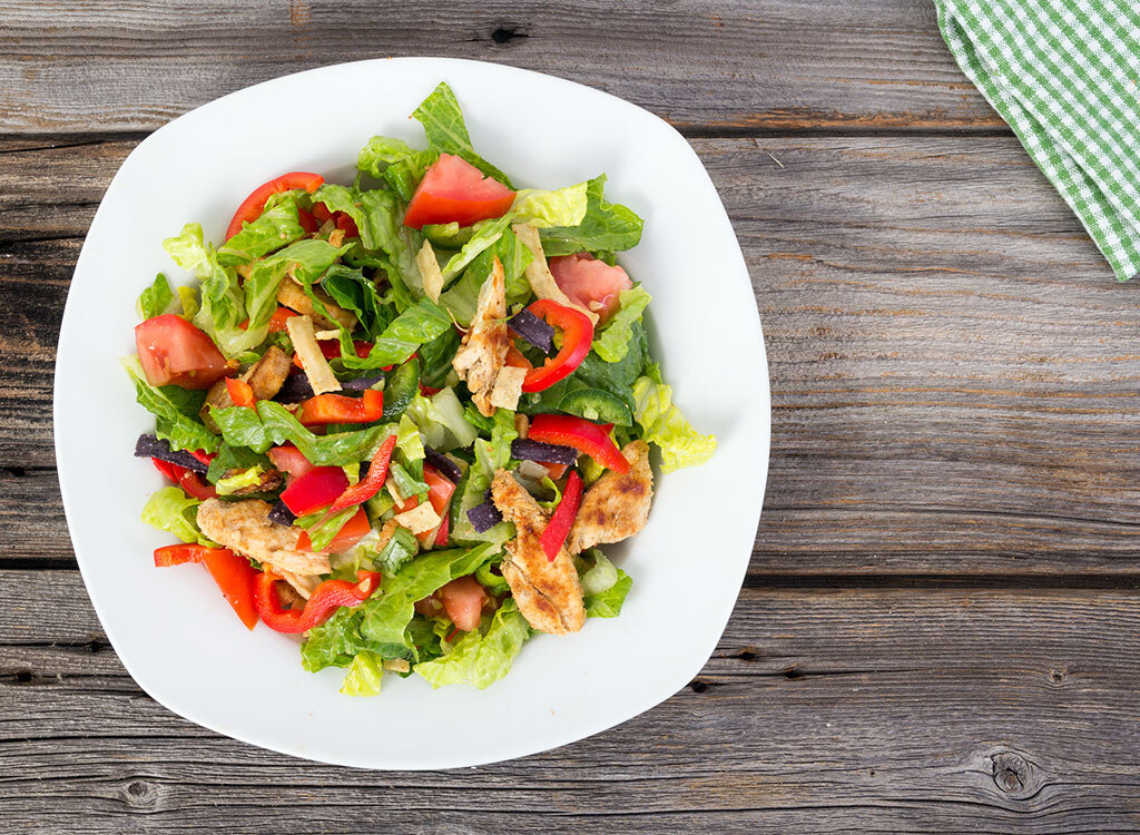 Salad chicken tortilla chips tomatoes