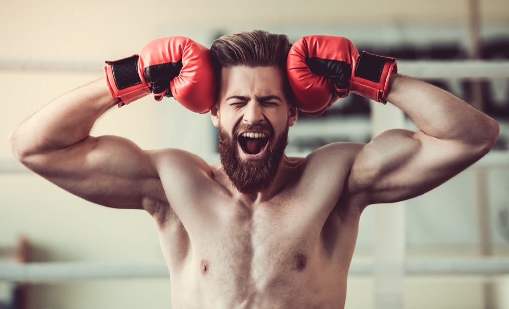 Man showing stress at the gym