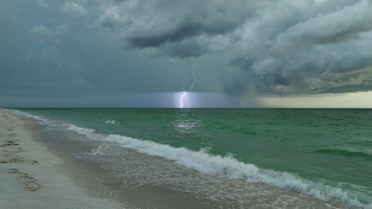 lighting hitting the ocean