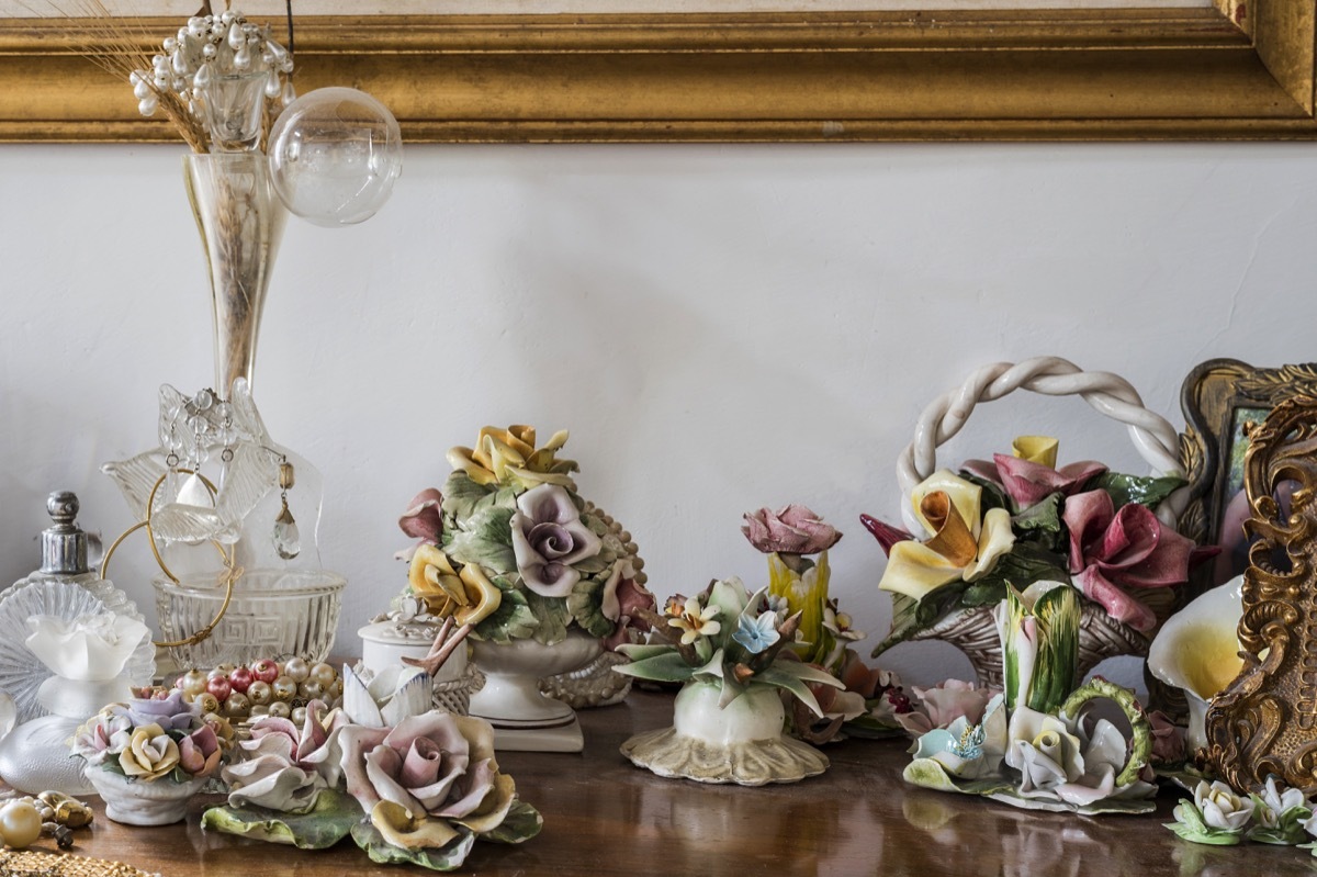 ceramic knickknacks on shelf