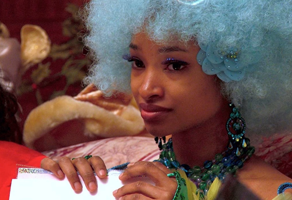 young black woman with blue hair