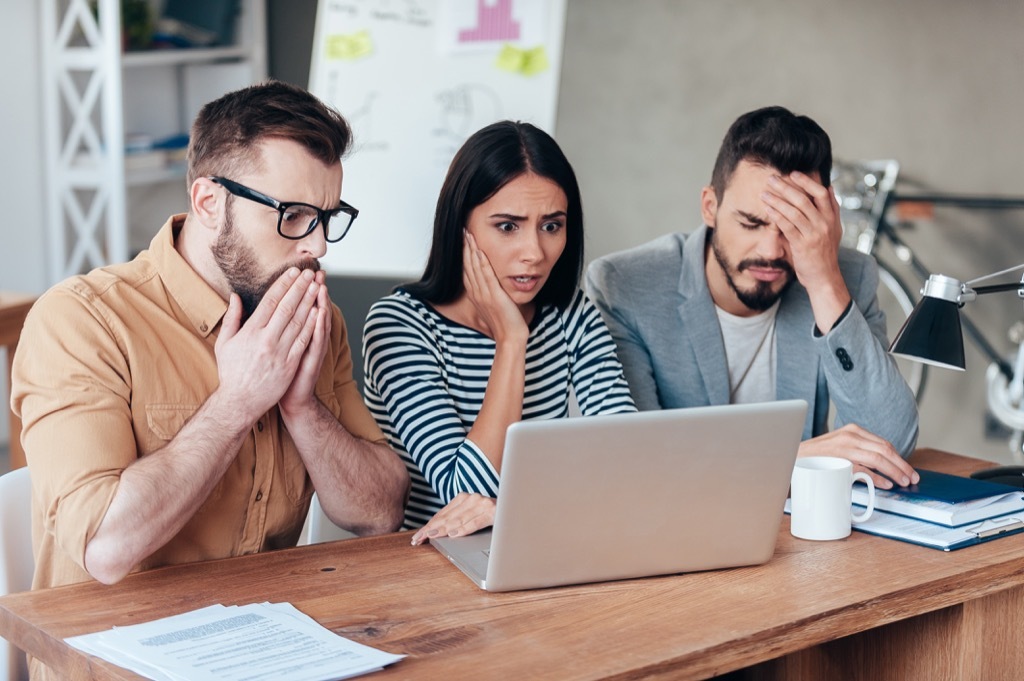 office man woman shocked appalled