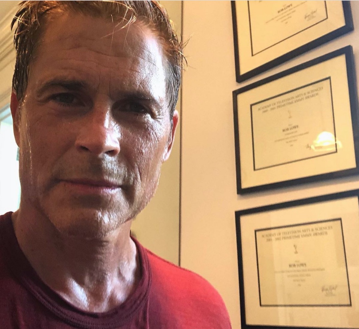 rob lowe sweaty instagram photo