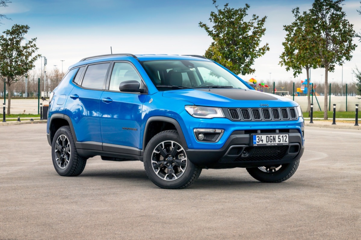 A blue Jeep Compass car