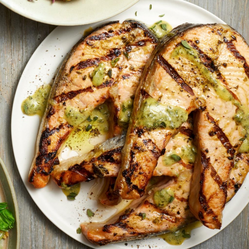 Mustard-Coriander Salmon Steaks | 12 Grilling Recipes You've Gotta Try This Summer | Her Beauty