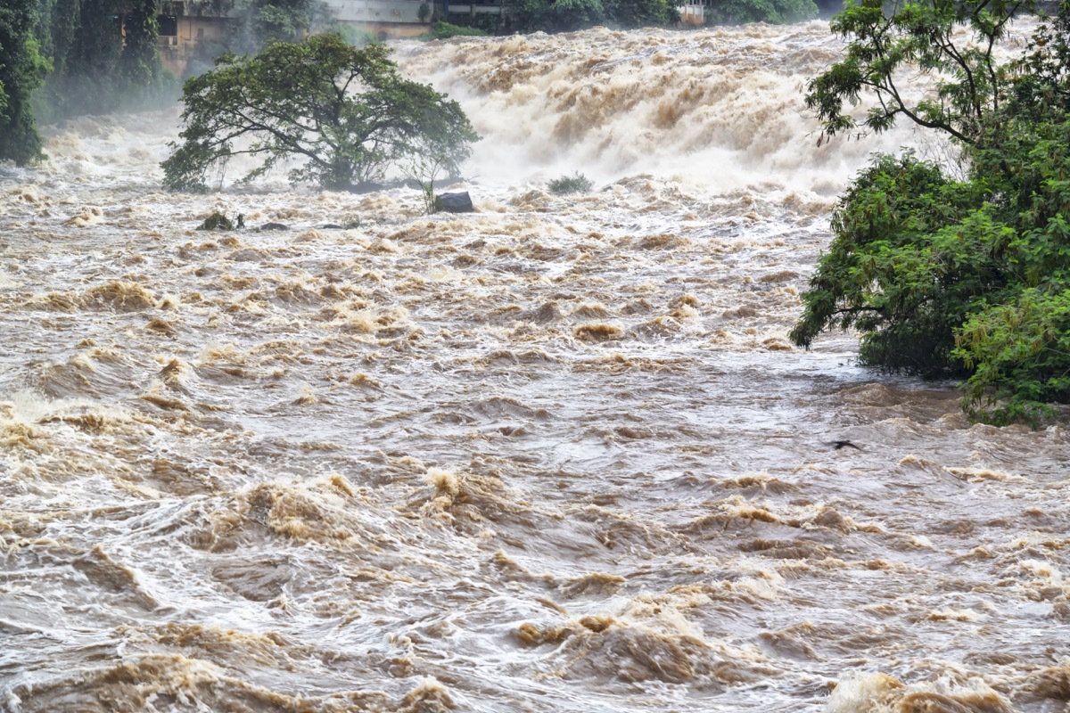 Photo of a place flooded. Overflow.