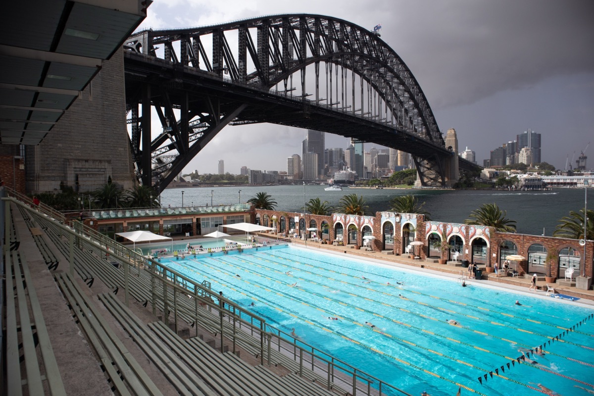 dark sky over pool