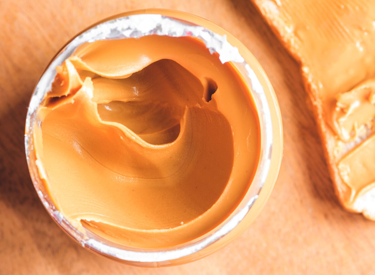 Jar of peanut butter open