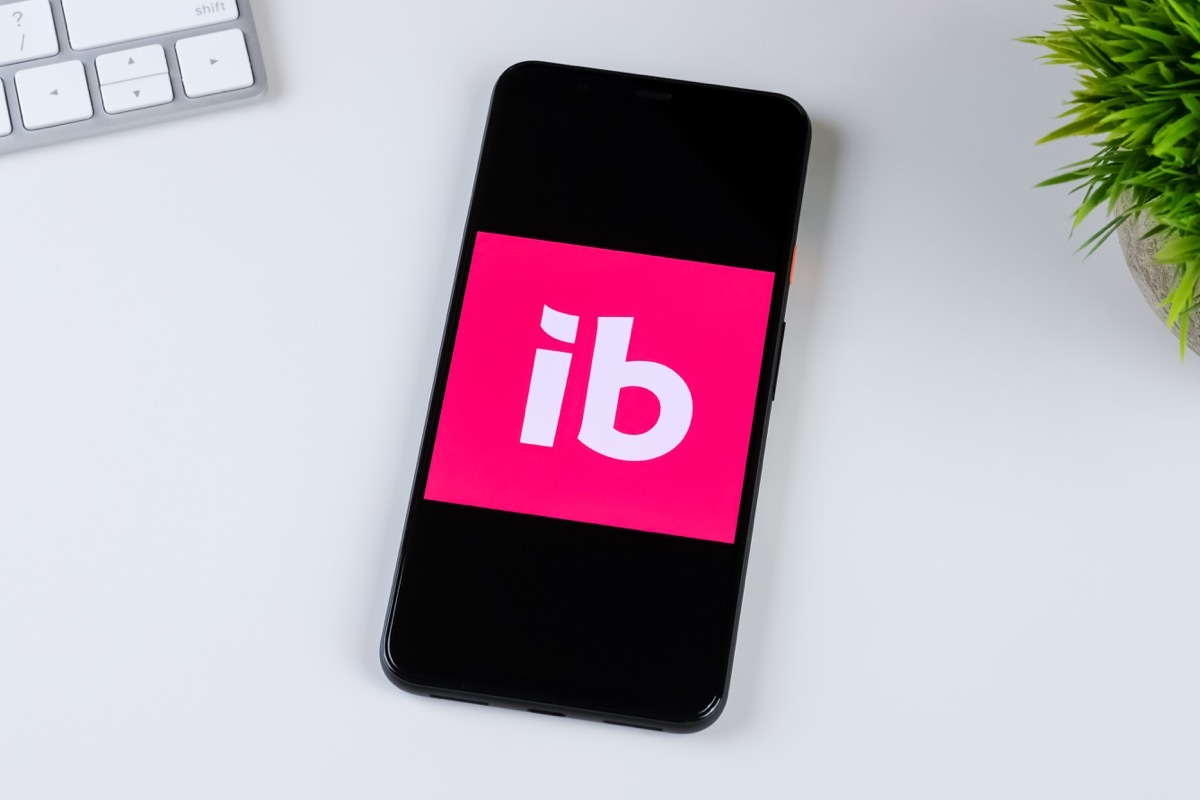 Ibotta app logo on a smartphone screen. Manhattan, New York, USA May 2, 2020.