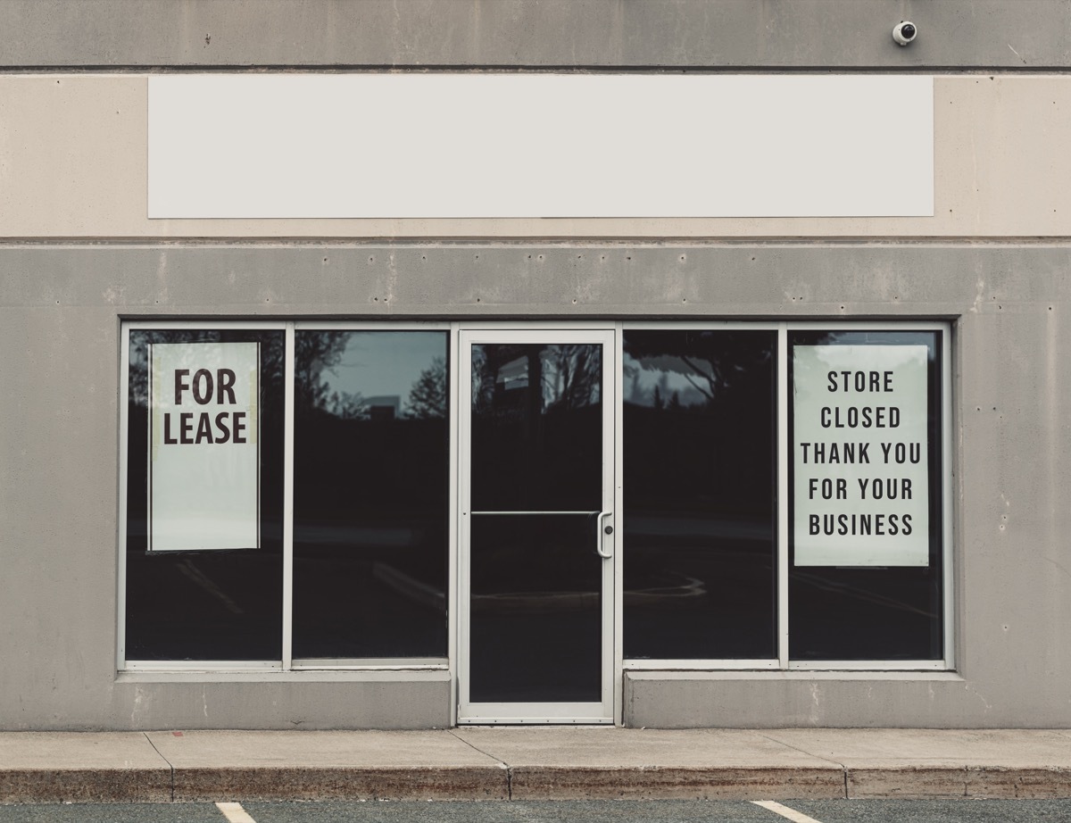 A retail store closure during the COVID-19 pandemic.