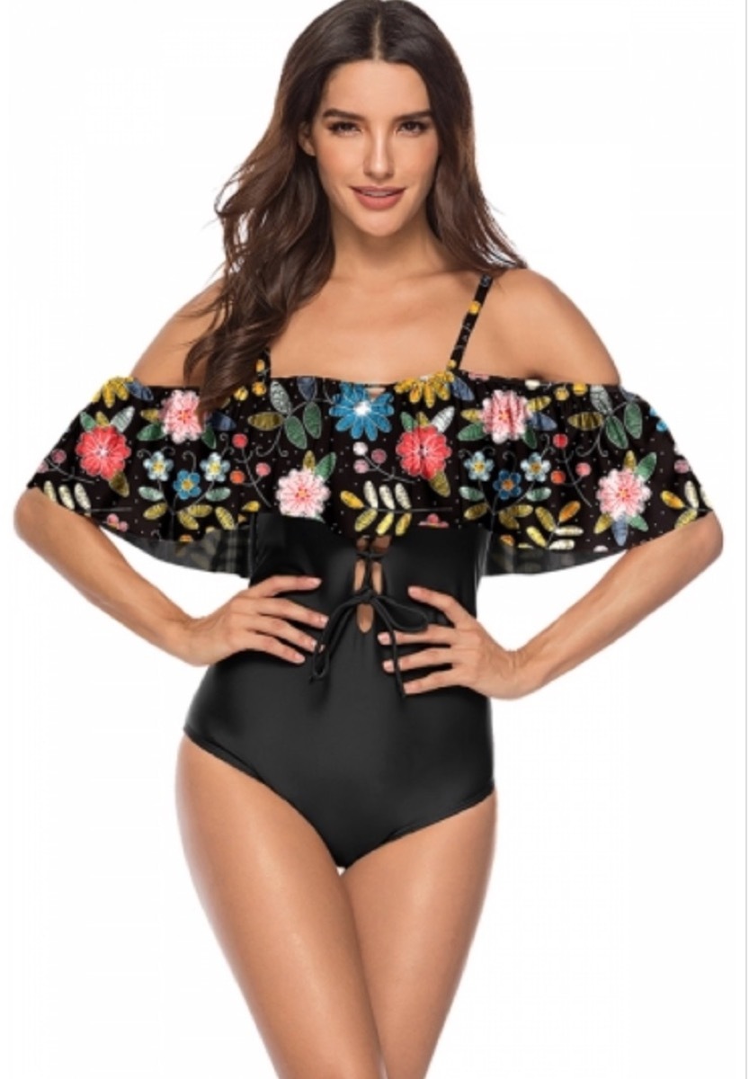 black embroidered plus sized swimsuit, cheap swimsuits