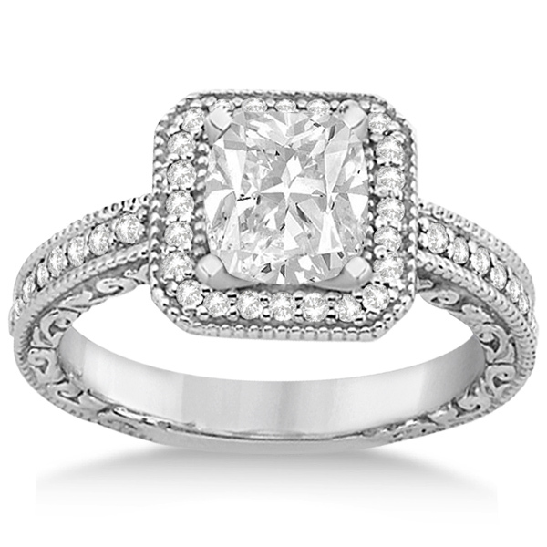 Allurez Milgrain Square Halo Diamond Engagement Ring, one of the best engagement rings.