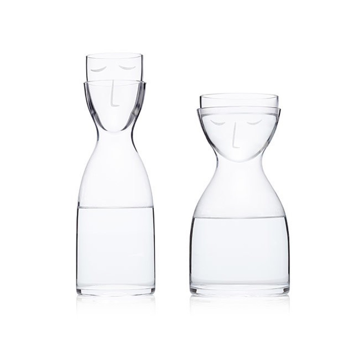 sleepy head bedside carafe set with faces on them