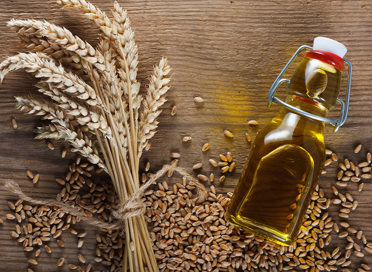 wheat oil on wooden surface