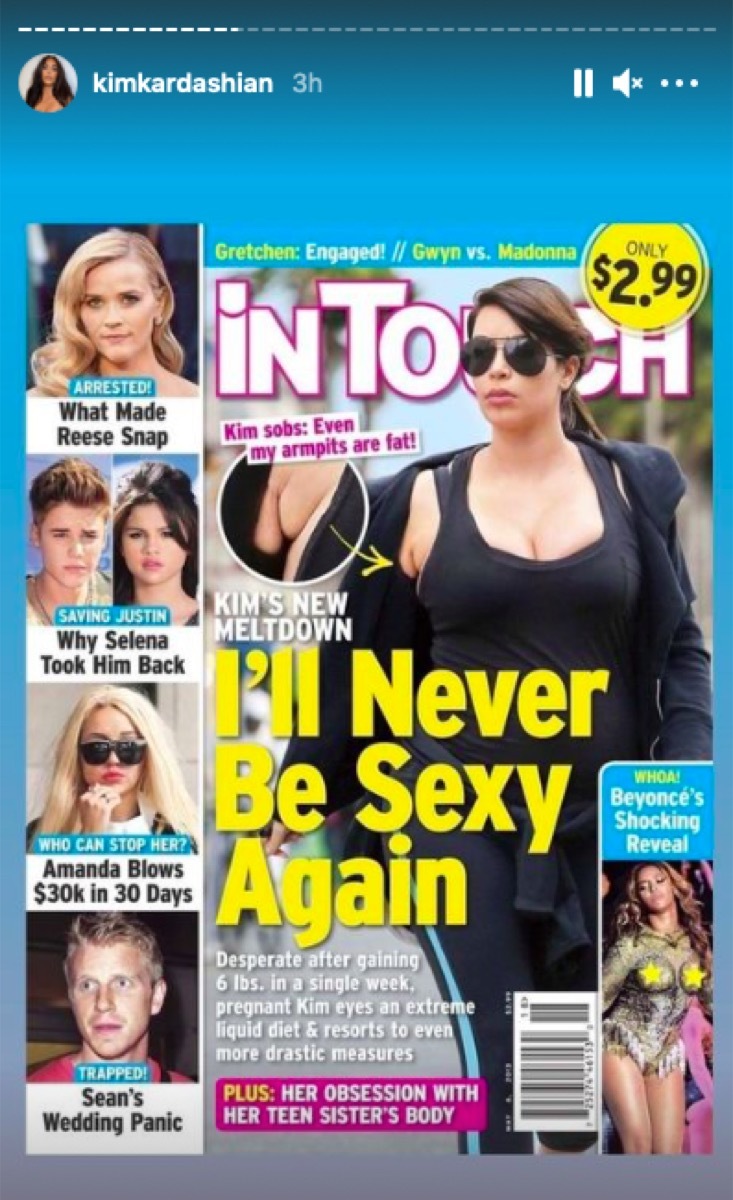 Kim Kardashian shares tabloid covers from when she was pregnant with North