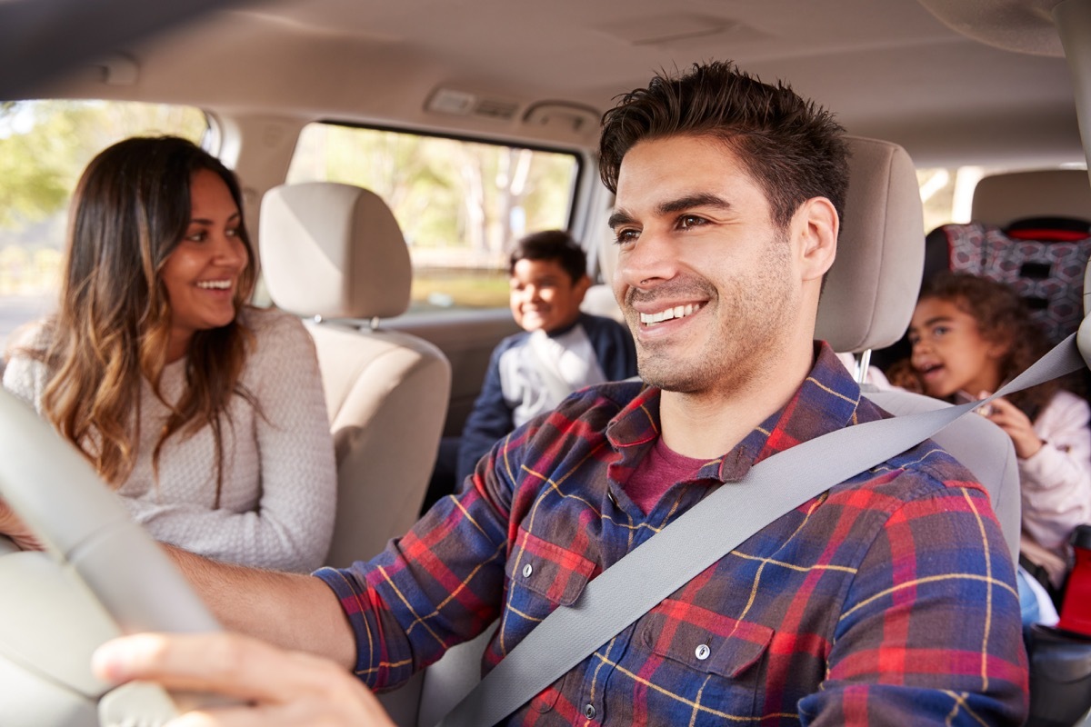 Family road trip in car