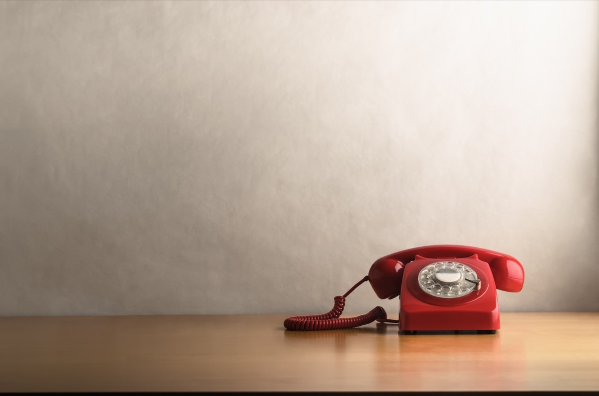 retro red telephone