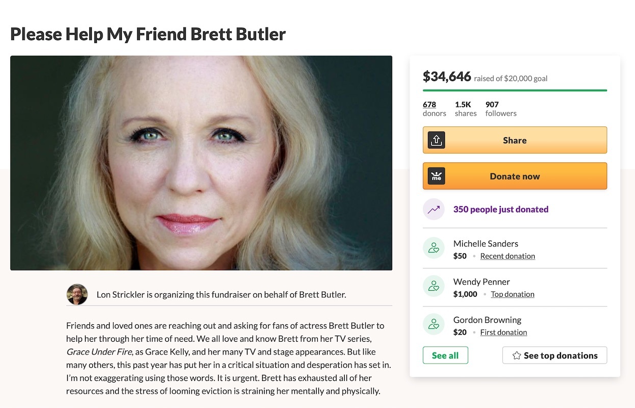 Brett Butler posts GoFundMe amid risk of eviction in 2021