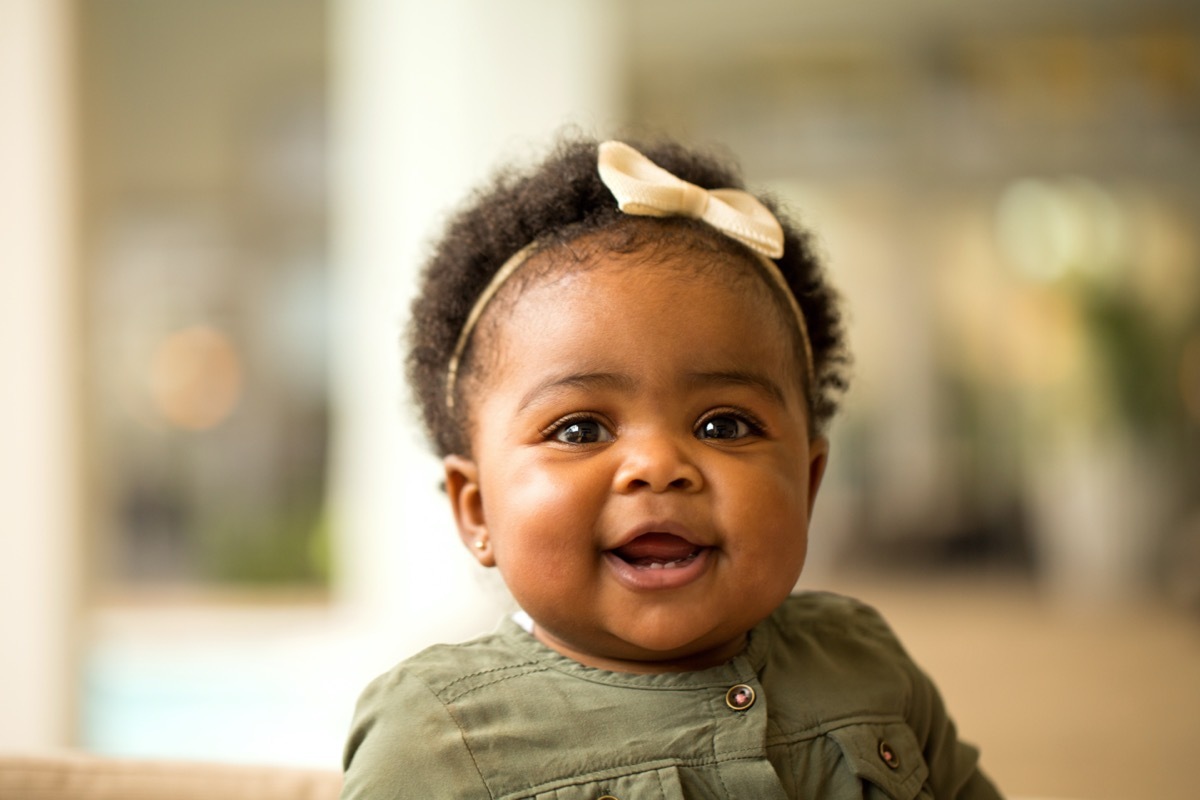 Black baby girl smiling