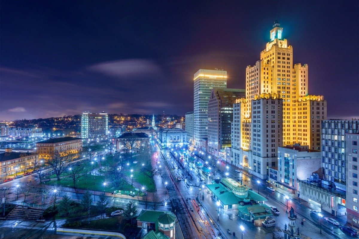 downtown providence at night