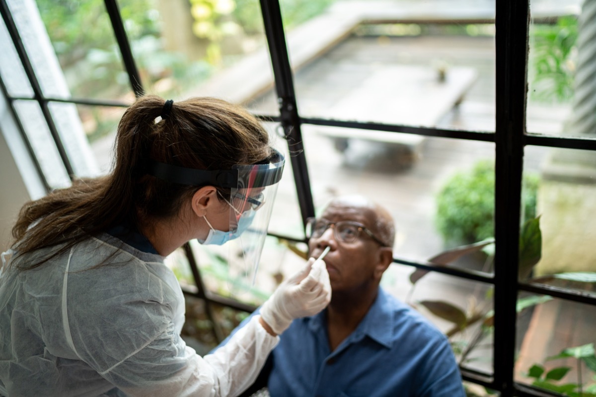 Medic taking sample for coronavirus testing