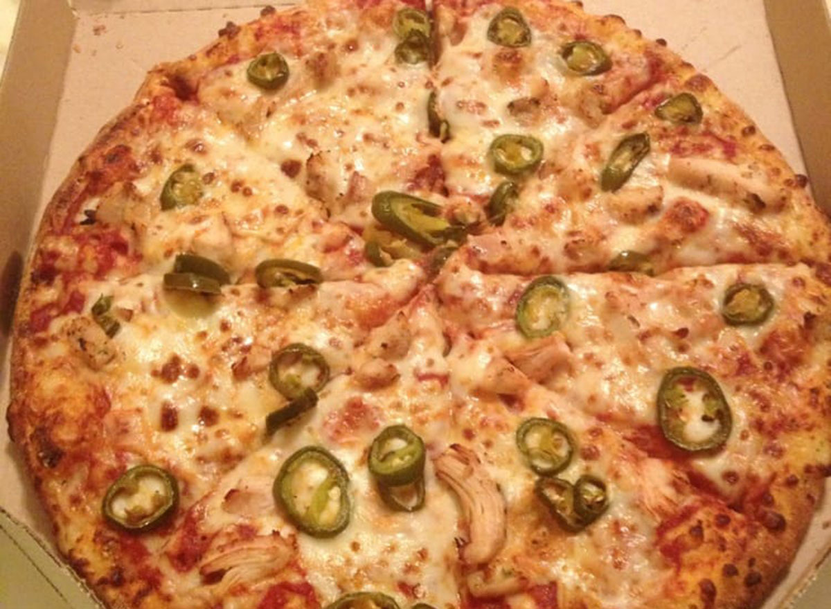 healthiest restaurant dish papa johns chicken jalapeno pizza