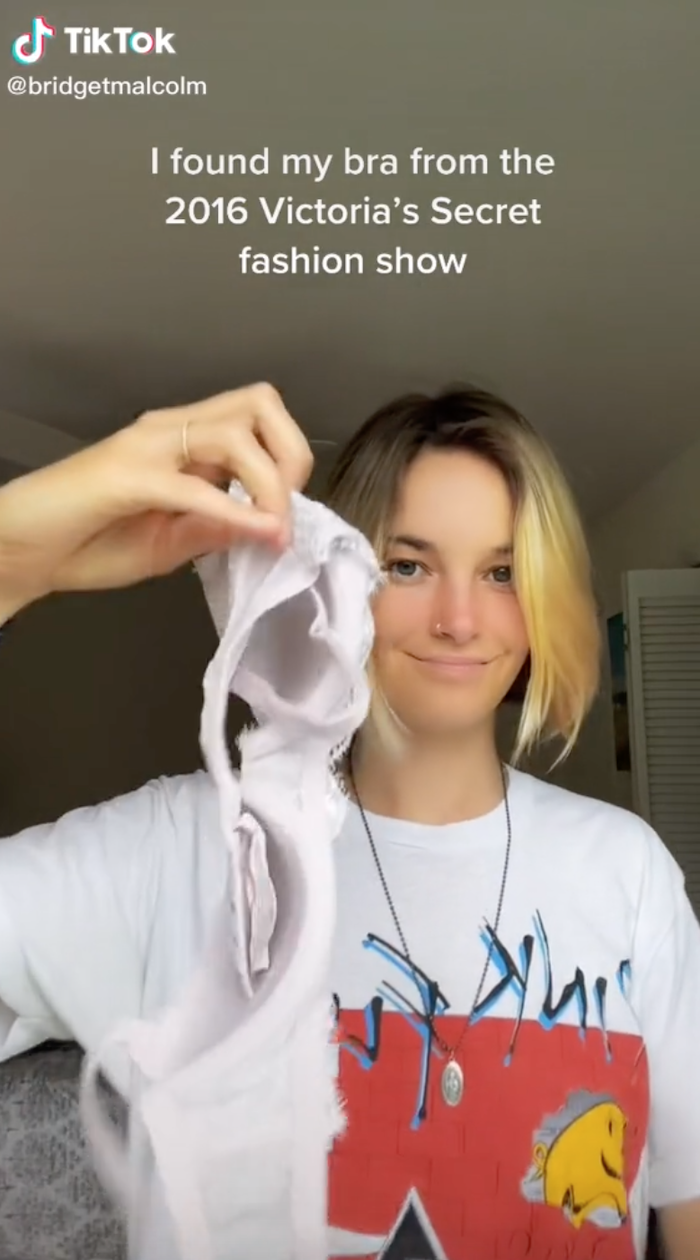 Bridget Malcolm in the TikTok video about the Victoria's Secret Fashion Show