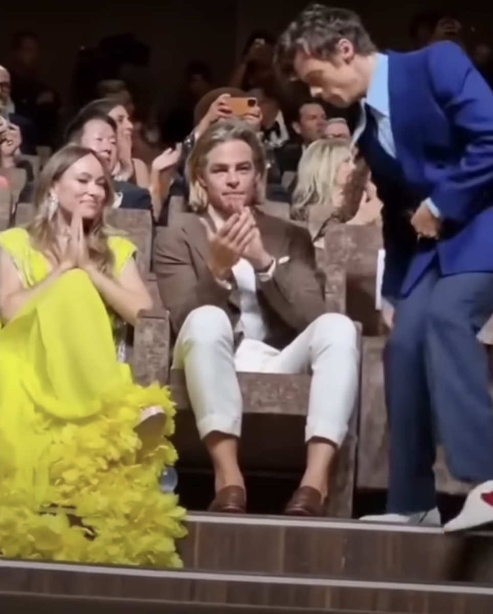 Olivia Wilde, Chris Pine, and Harry Styles at the Venice Film Festival premiere of Don't Worry Darling