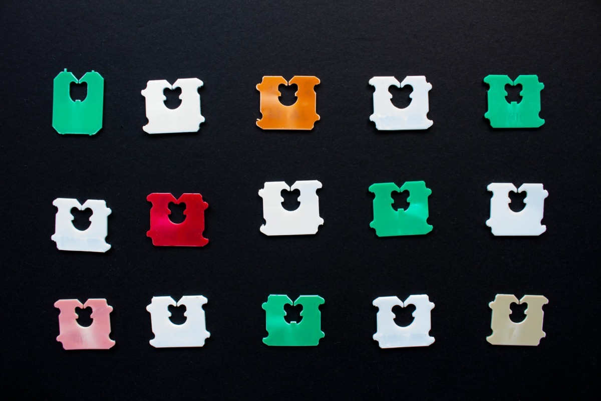 Plastic bread tabs in various colors