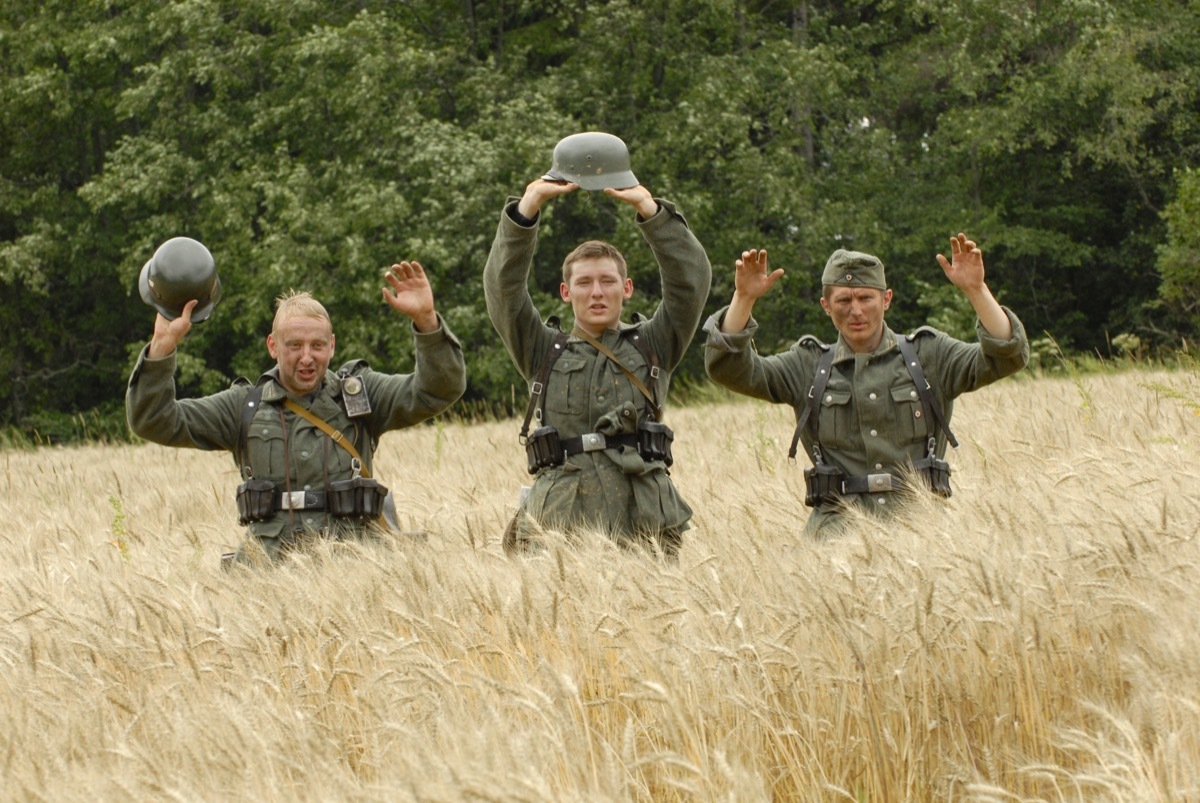 Band of German WW2 infantery soldiers surrendering. Russia 1941