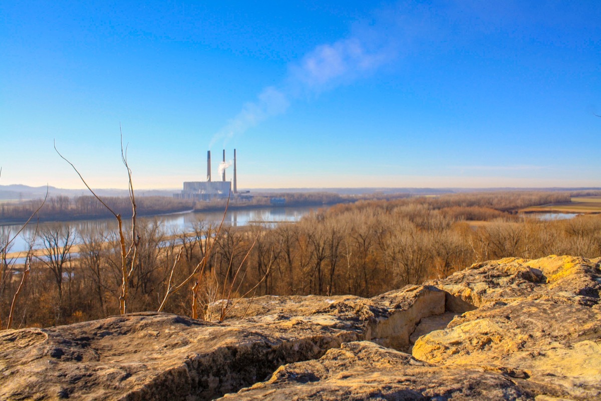 Rocky Bluff over Missouri River at Klondike Park in Weldon Springs Missouri - Image