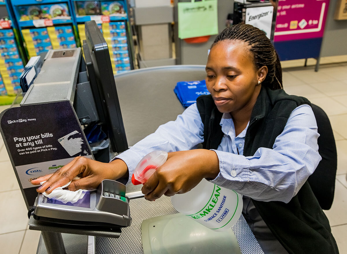 cleaning checkout station