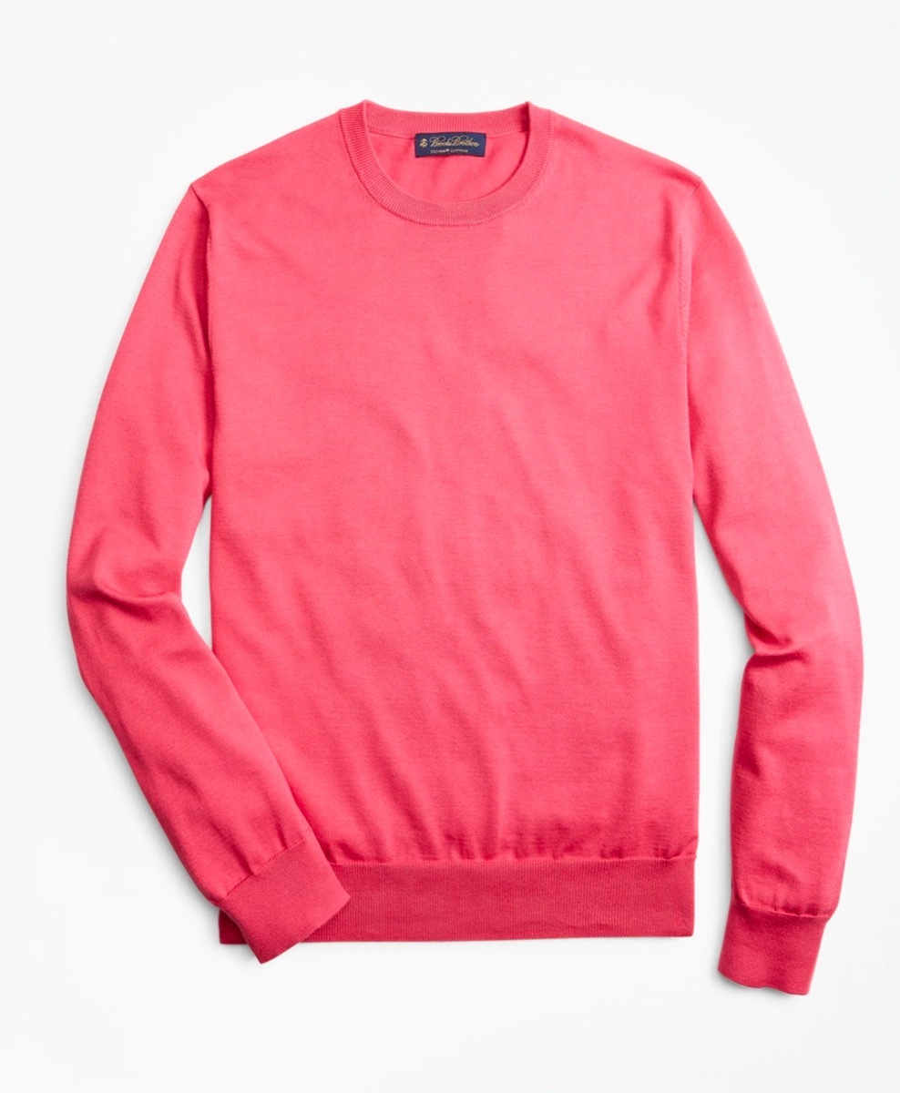 fuschia supima cotton crewneck sweater from brooks brothers