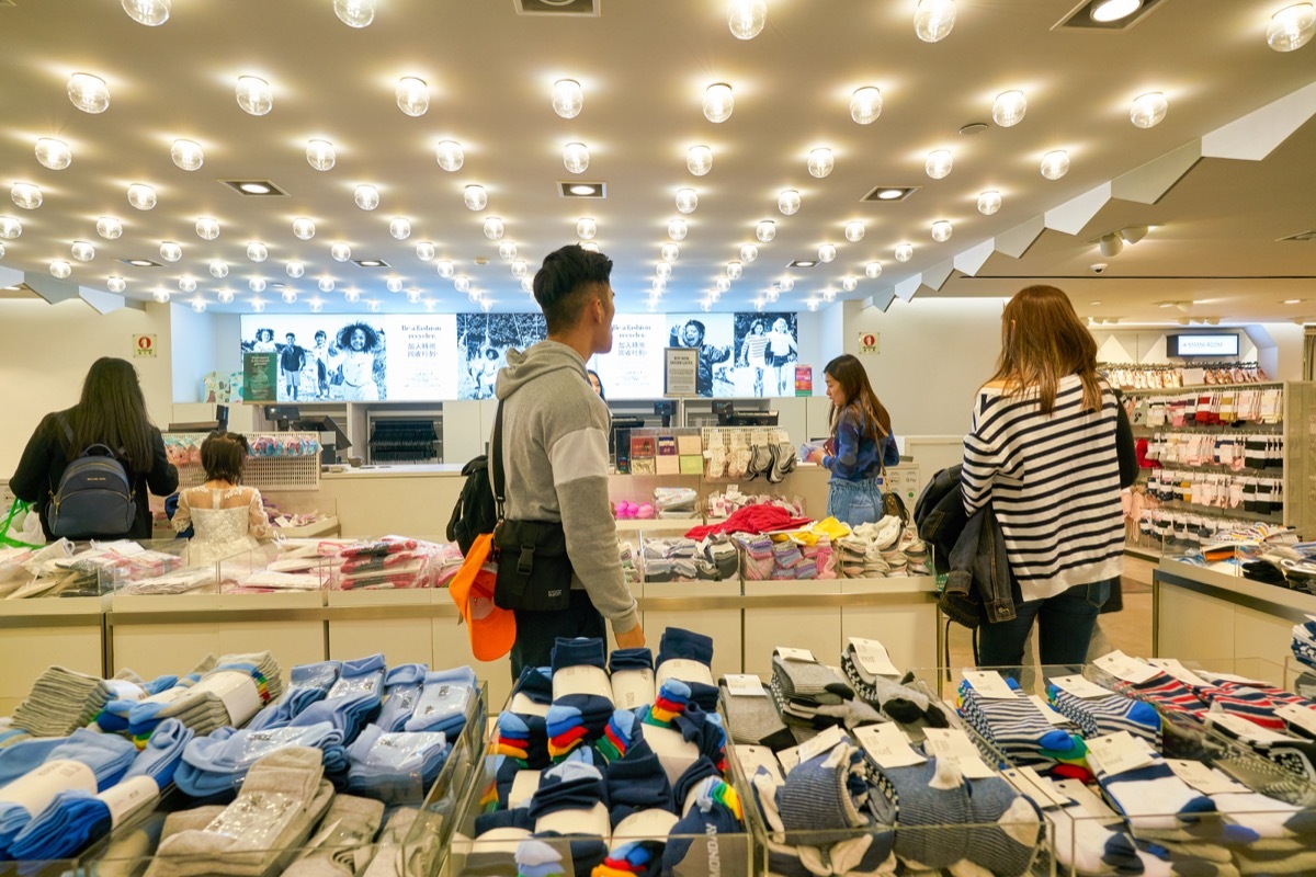 register line at clothing store