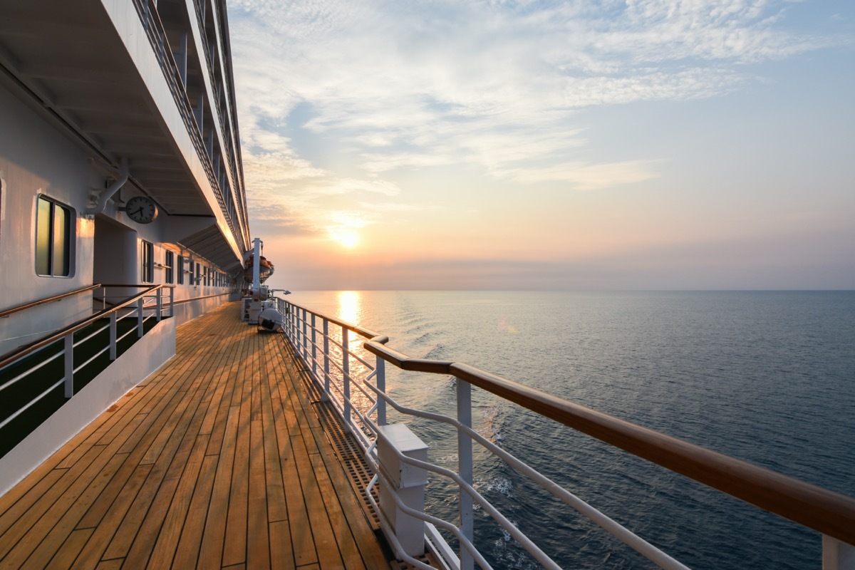 empty cruise deck during sunset