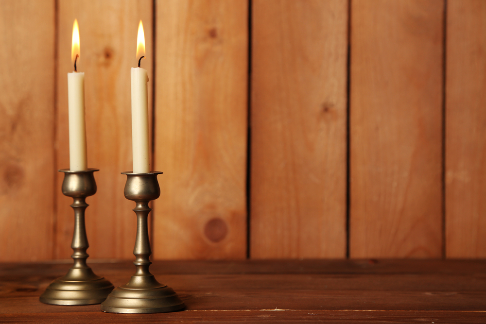 A pair of antique candlestick holders