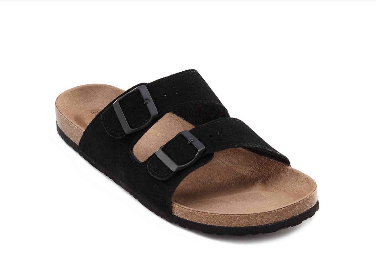 black fake birkenstocks, affordable sandals